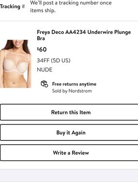 Freya Nude Plunge Underwire Bra 34FF like new